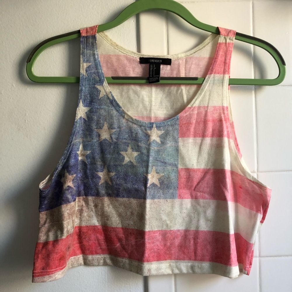 American Flag Crop Tank Top